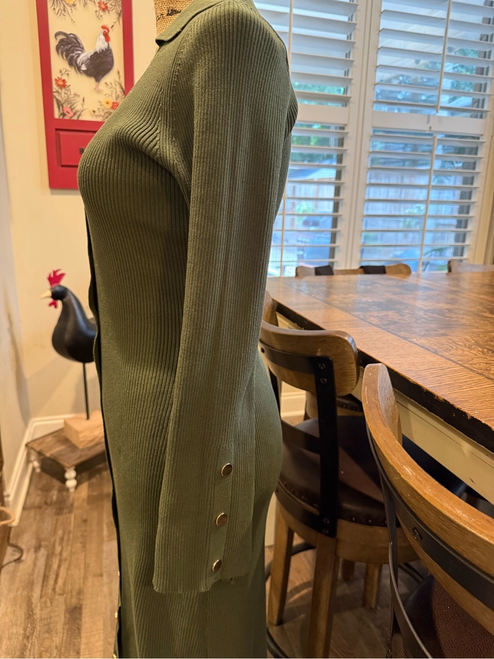 Julia Jordan Olive Green Collared Ribbed Maxi Sweater Dress - NWOT - Picture 3 of 7